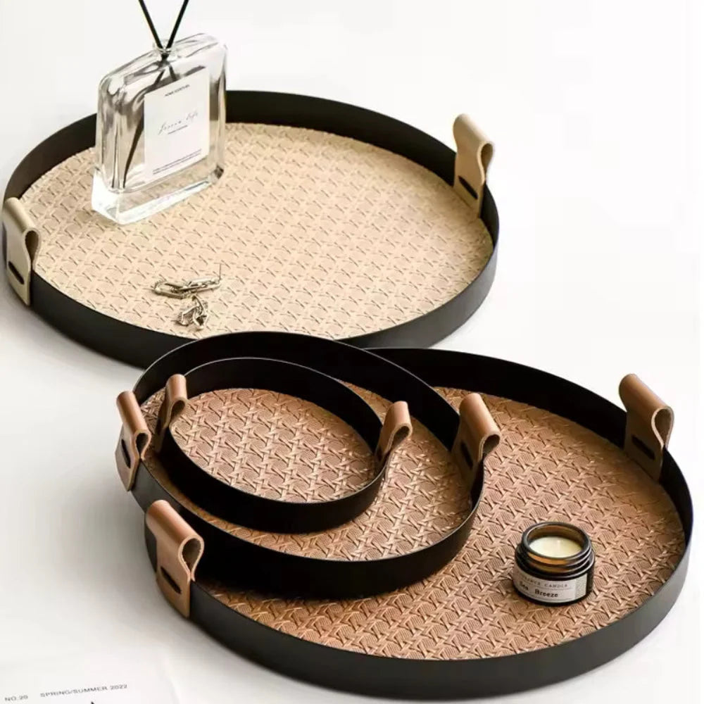Storage Tray Iron & Rattan Jewelry Organizer