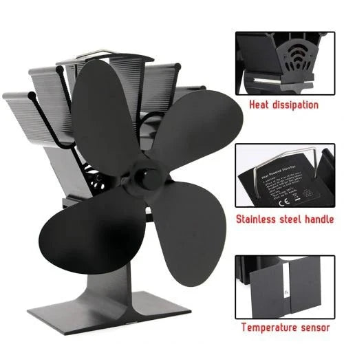 Stove Fan Heat-Powered Quiet Air Circulation