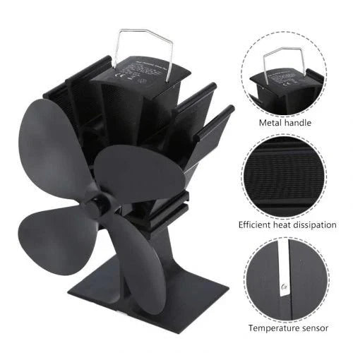 Stove Fan Heat-Powered Quiet Air Circulation