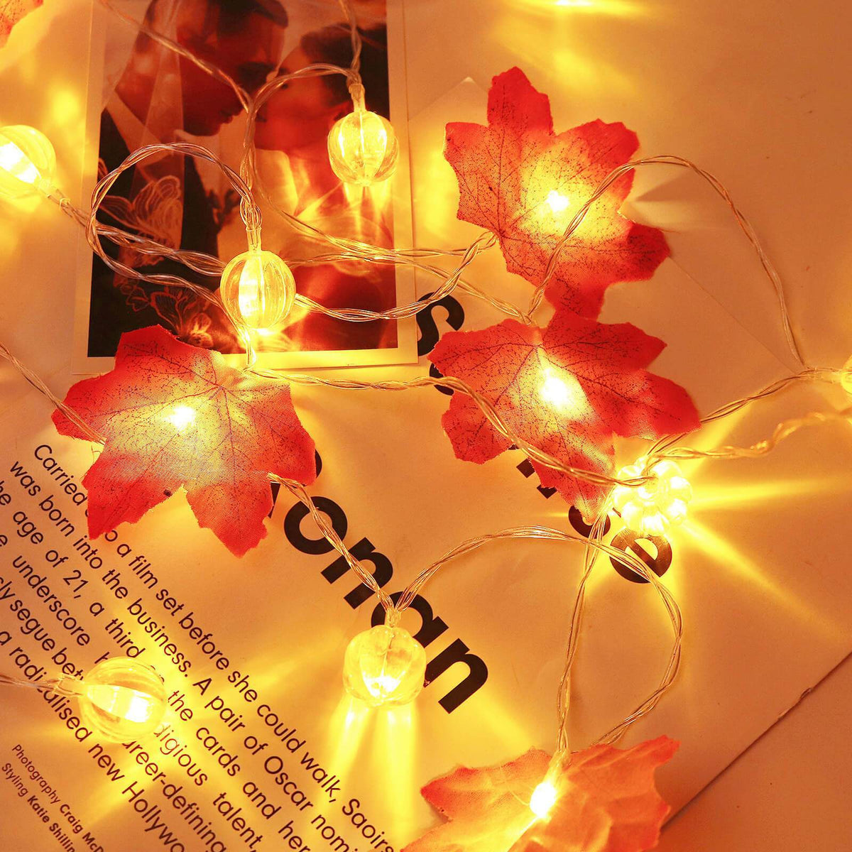 String Lights Autumn Maple Leaf Battery-Operated Warm LED Glow