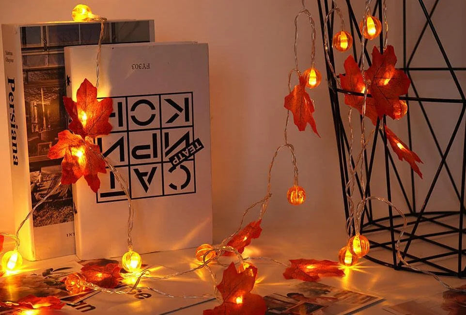 String Lights Autumn Maple Leaf Battery-Operated Warm LED Glow