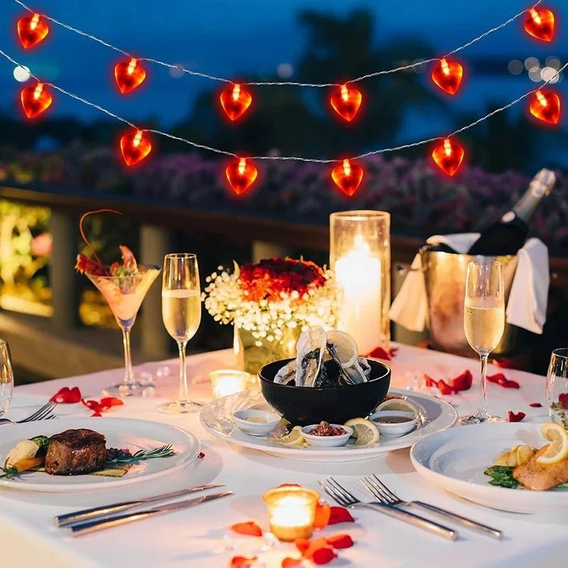 String Lights Heart-Shaped Battery-Operated Waterproof
