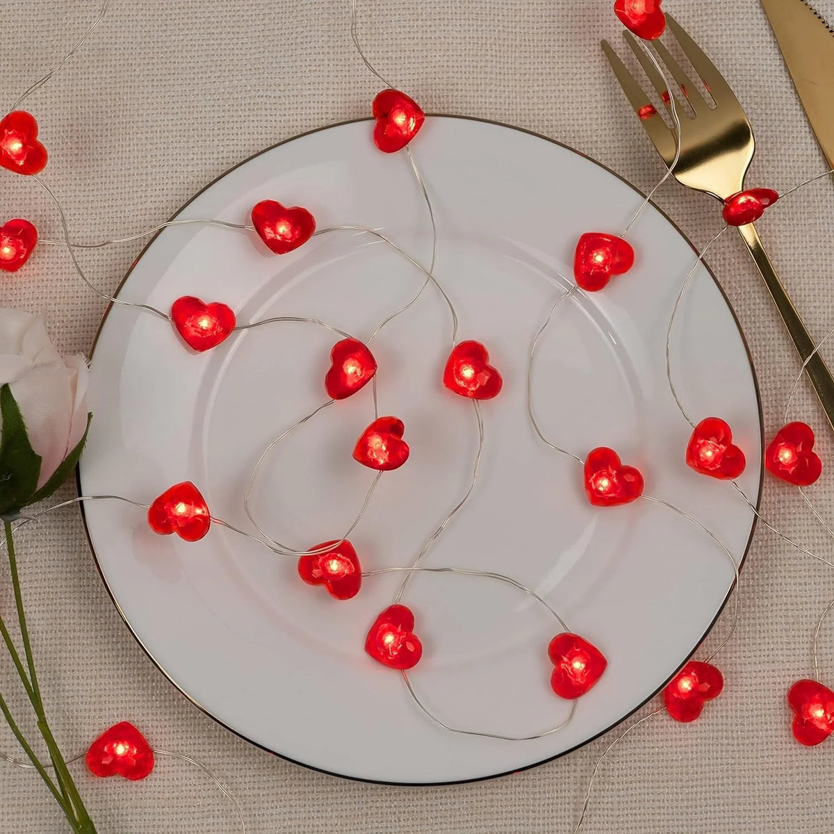 String Lights Heart-Shaped Battery-Operated Waterproof
