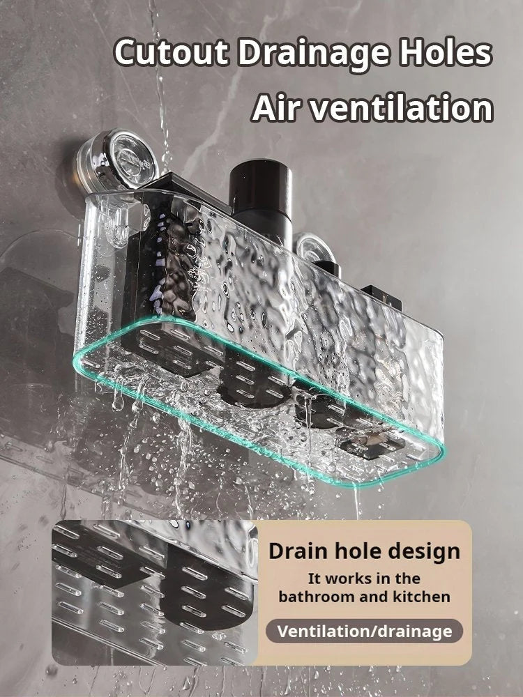 Suction Cup Shelf Tool-Free Mount With Hooks
