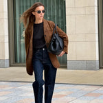 Suede Jacket Notched Lapel Side Pockets