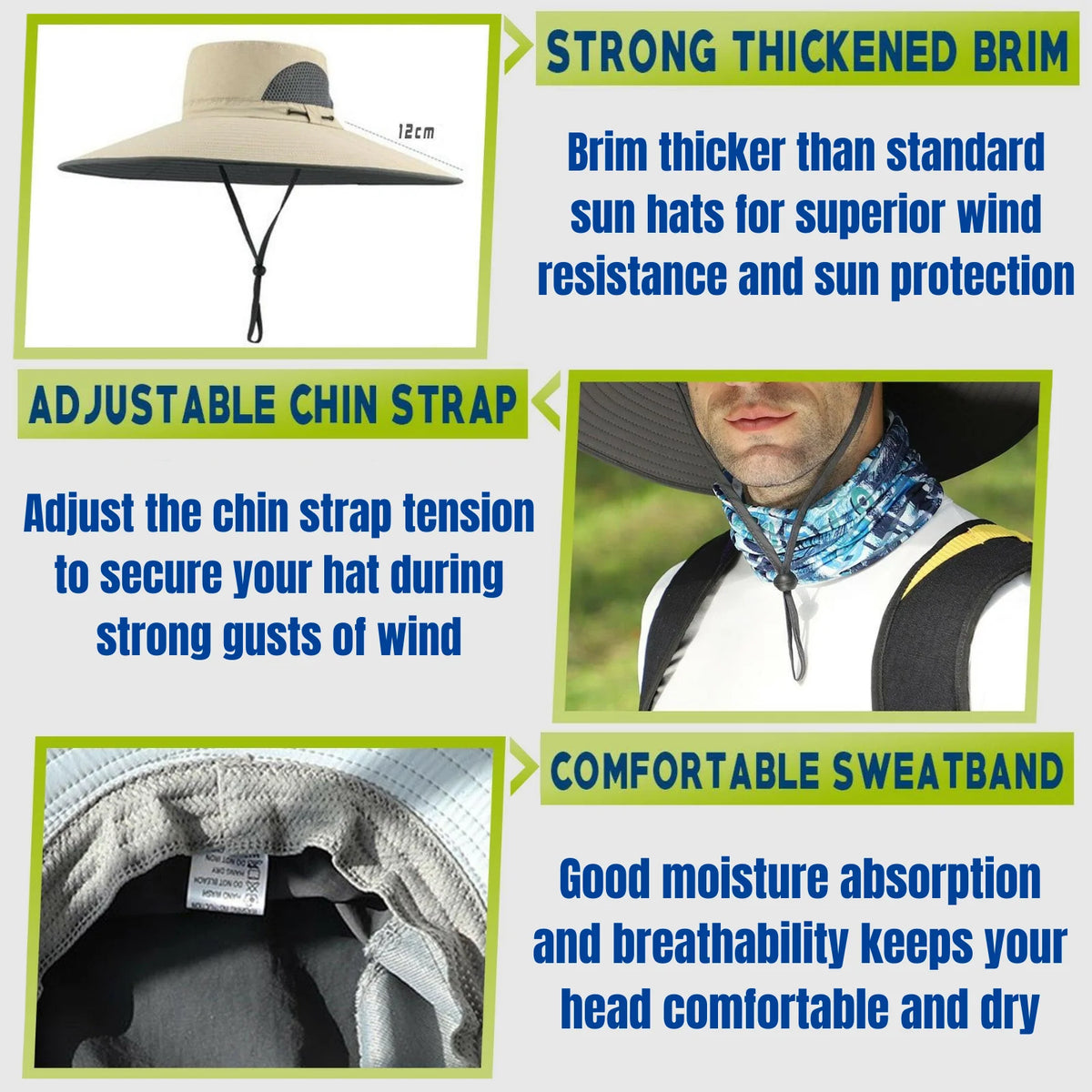 Sun Hat Large Fit Extra Wide Brim UPF50