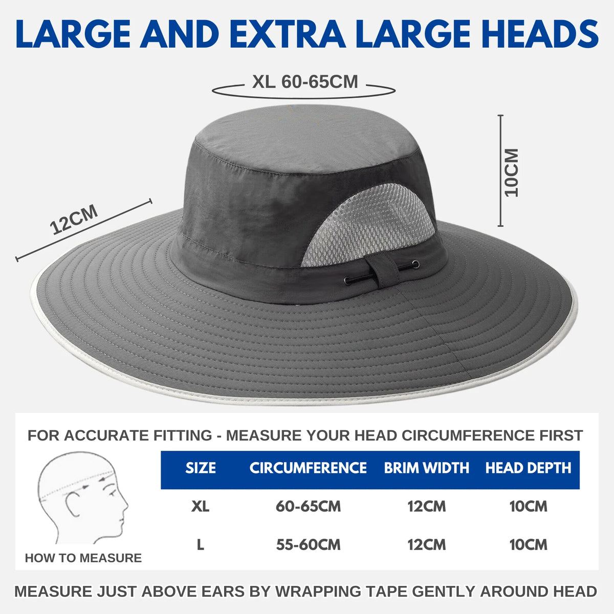 Sun Hat Large Fit Extra Wide Brim UPF50