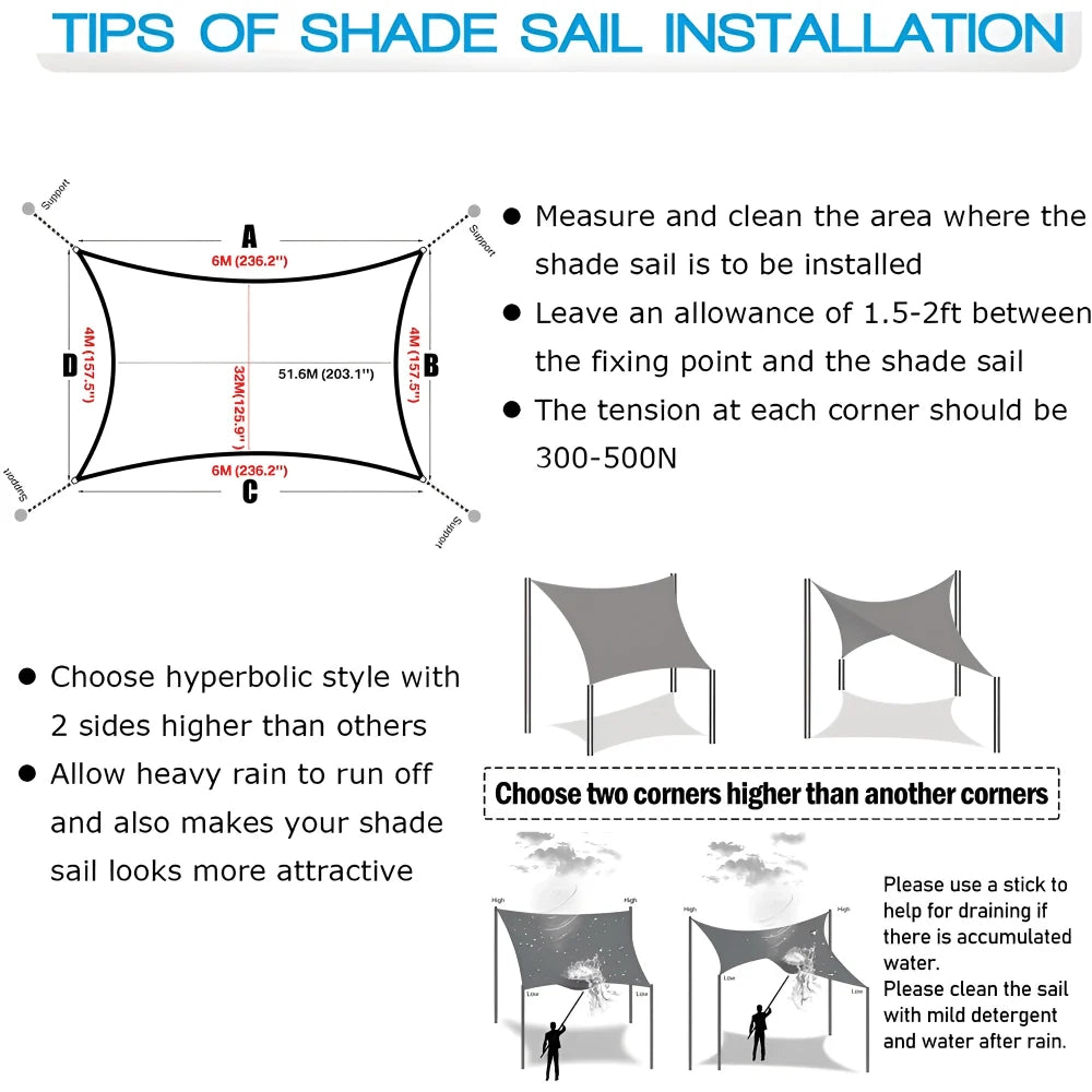 Sun Shade Sail Waterproof UV Protection