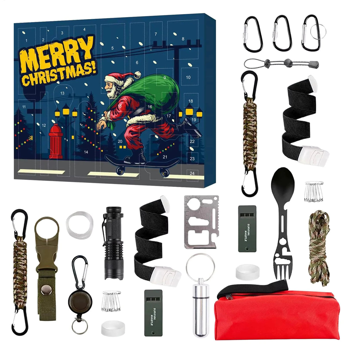 Survival Advent Calendar Multitool Flashlight & Paracord