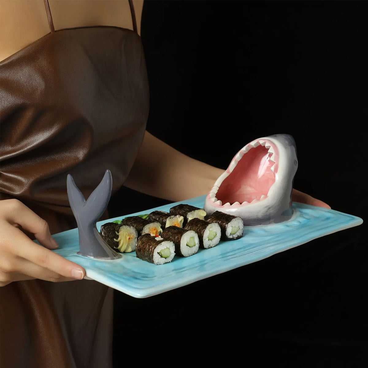 Sushi Plate Shark Design Ceramic & Dishwasher Safe