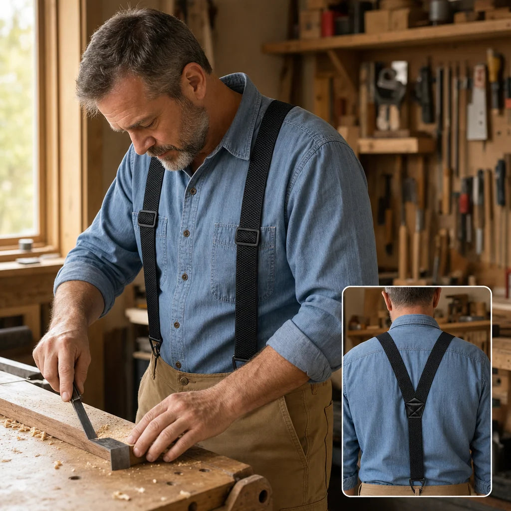 Suspenders Adjustable Elastic Belt Loop Hooks 1.5-Inch Straps