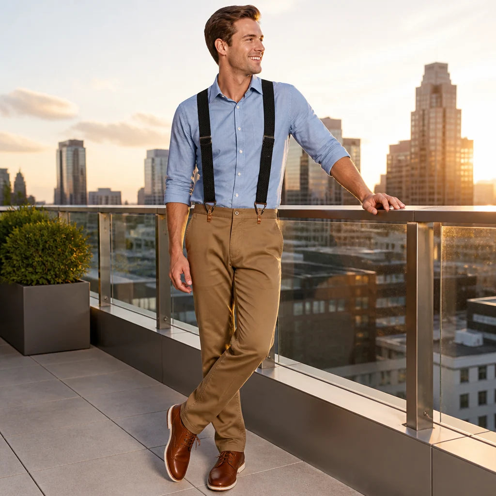 Suspenders Elastic Adjustable Metal Clips