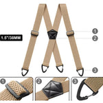Suspenders Wide Elastic Adjustable Clip Fasteners