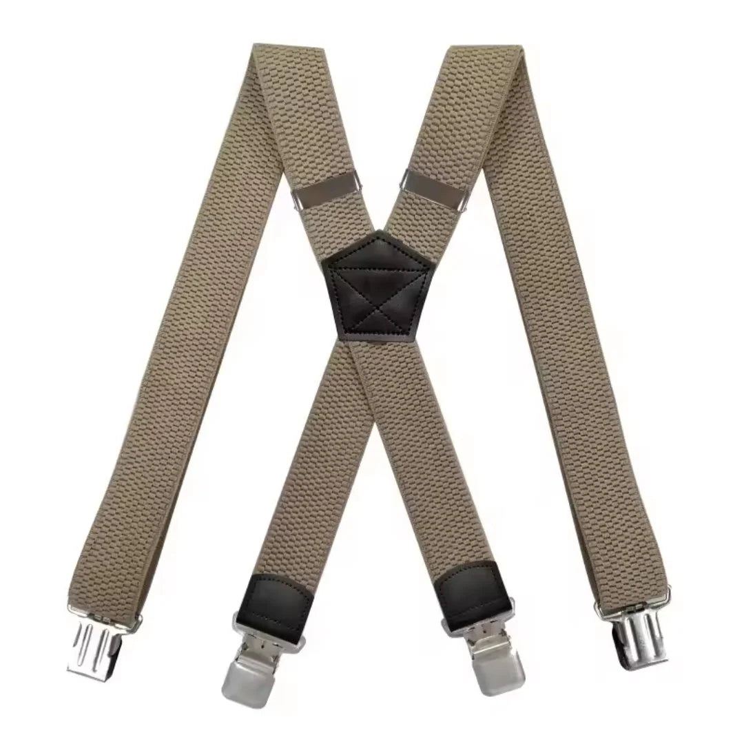 Suspenders X-Back Adjustable Elastic Four Metal Clips