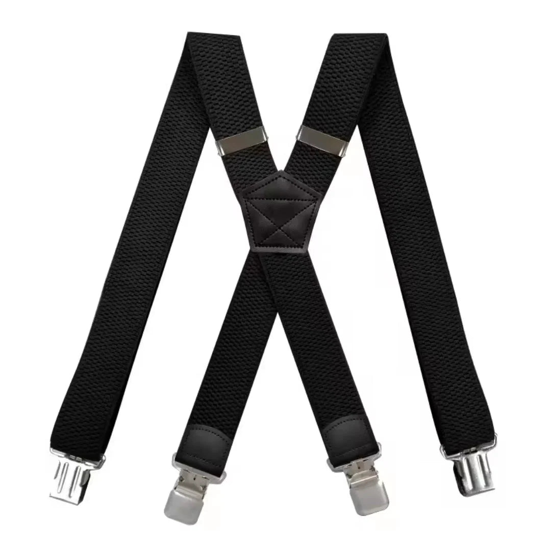 Suspenders X-Back Adjustable Elastic Four Metal Clips