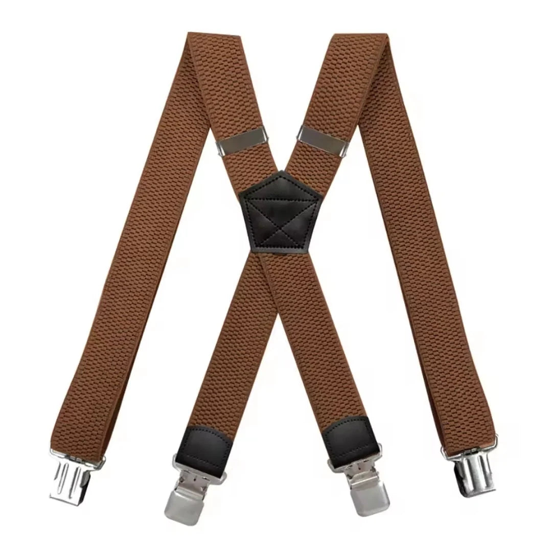 Suspenders X-Back Adjustable Elastic Four Metal Clips