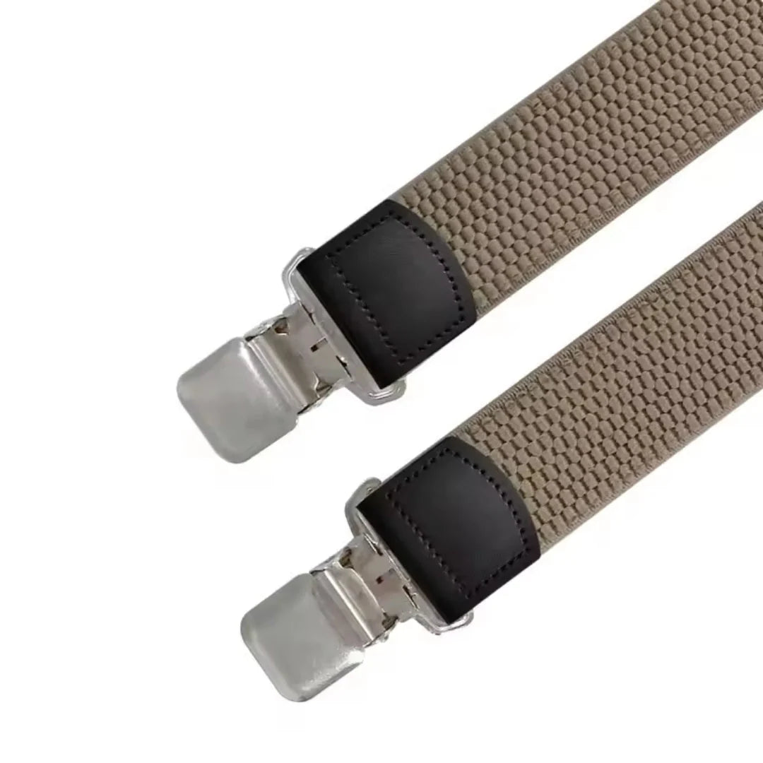 Suspenders X-Back Adjustable Elastic Four Metal Clips