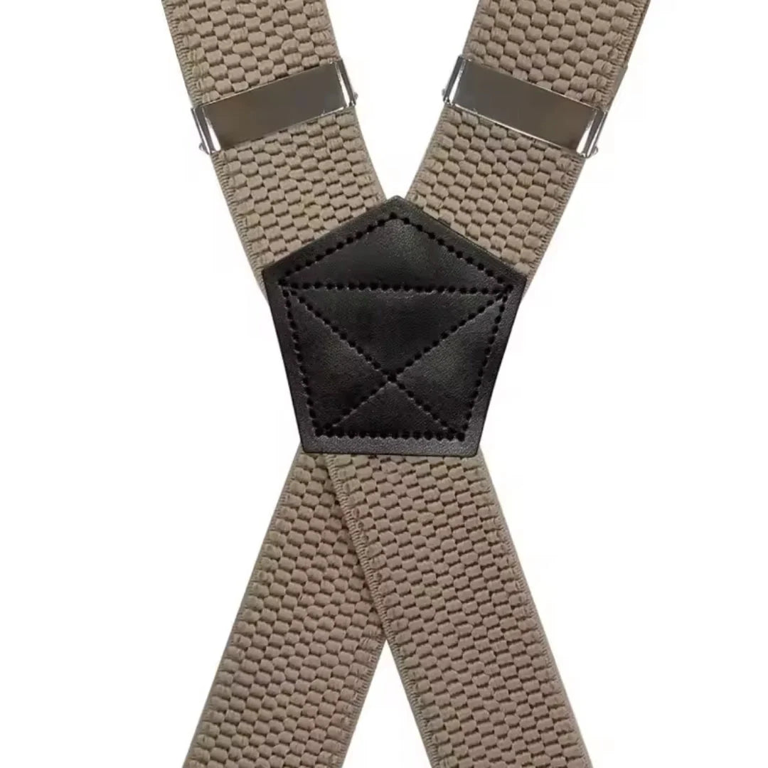 Suspenders X-Back Adjustable Elastic Four Metal Clips