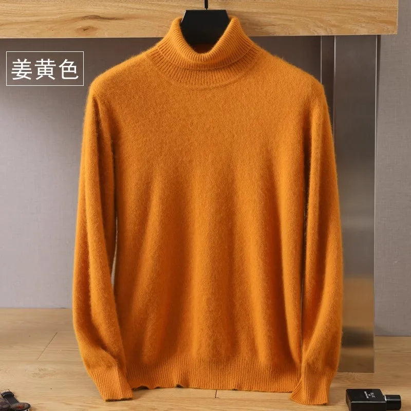 Sweater 100% Cashmere Cable Knit High Collar