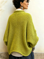 Sweater Chunky Knit Crossover V-Neck Batwing Sleeves