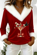Sweater Plush Christmas Motif Relaxed Fit
