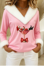 Sweater Plush Christmas Motif Relaxed Fit