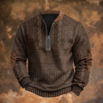Sweater Quarter-Zip Stand-Up Collar Elbow Patches