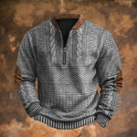 Sweater Quarter-Zip Stand-Up Collar Elbow Patches