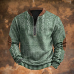 Sweater Quarter-Zip Stand-Up Collar Elbow Patches