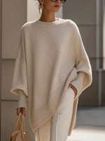 Sweater Women's Oversized Batwing Sleeves Asymmetric Hem