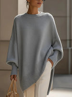 Sweater Women's Oversized Batwing Sleeves Asymmetric Hem