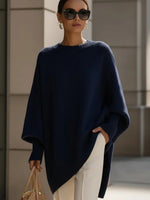 Sweater Women's Oversized Batwing Sleeves Asymmetric Hem