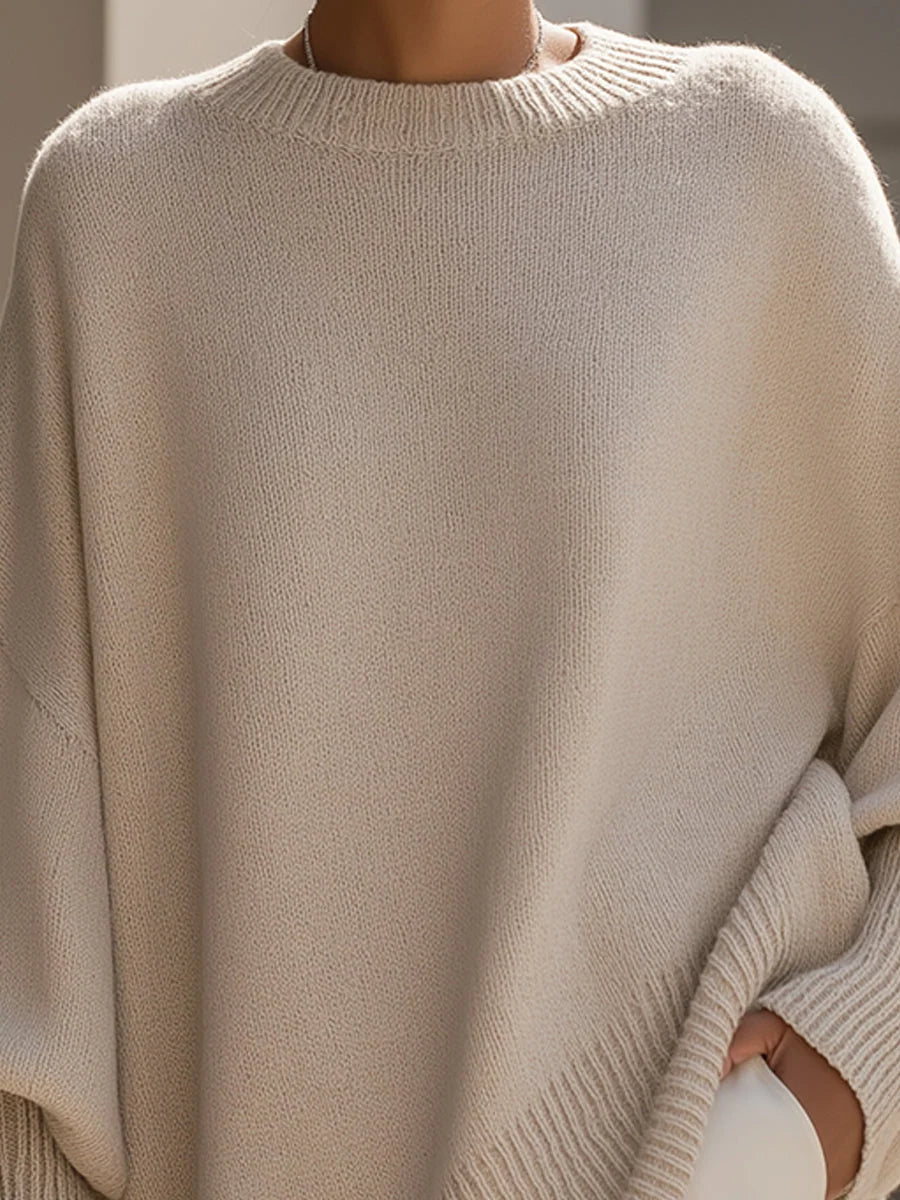 Sweater Women's Oversized Batwing Sleeves Asymmetric Hem