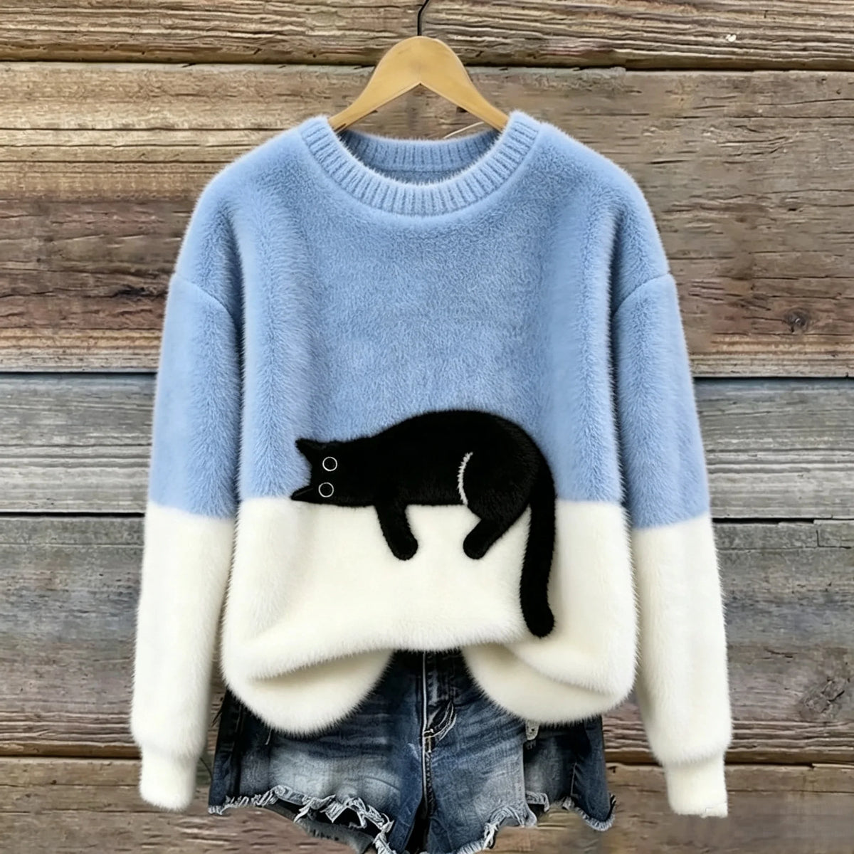 Sweatshirt Oversized Soft Cat Motif