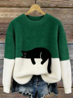 Sweatshirt Oversized Soft Cat Motif