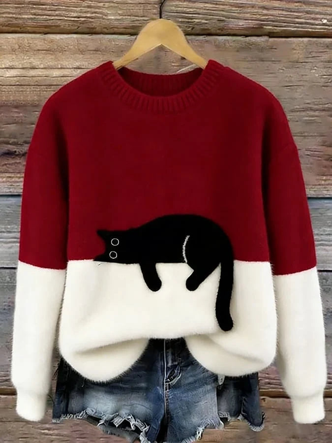 Sweatshirt Oversized Soft Cat Motif