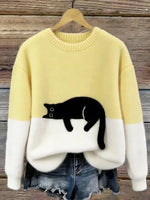 Sweatshirt Oversized Soft Cat Motif