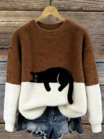 Sweatshirt Oversized Soft Cat Motif