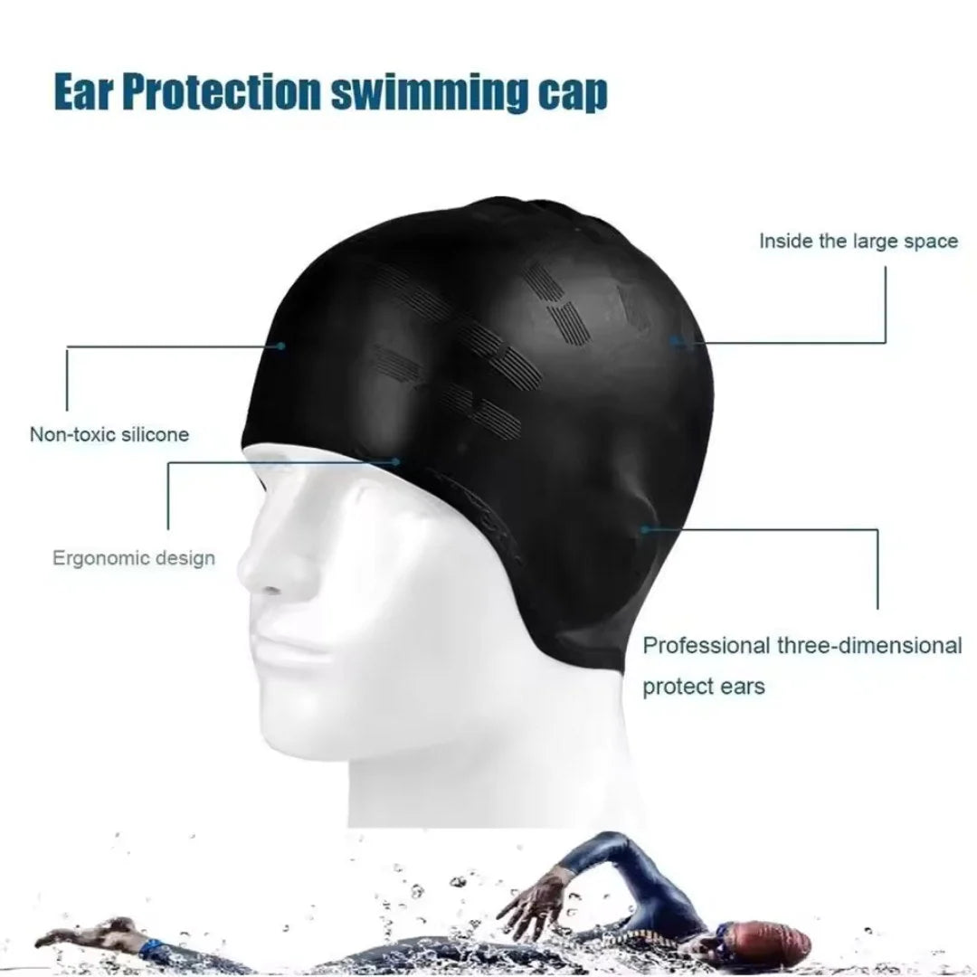 Swim Cap Silicone For Long Hair Ear Pockets
