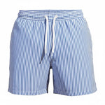 Swim Shorts Vertical Stripe Elastic Drawstring Waist & Side Pockets