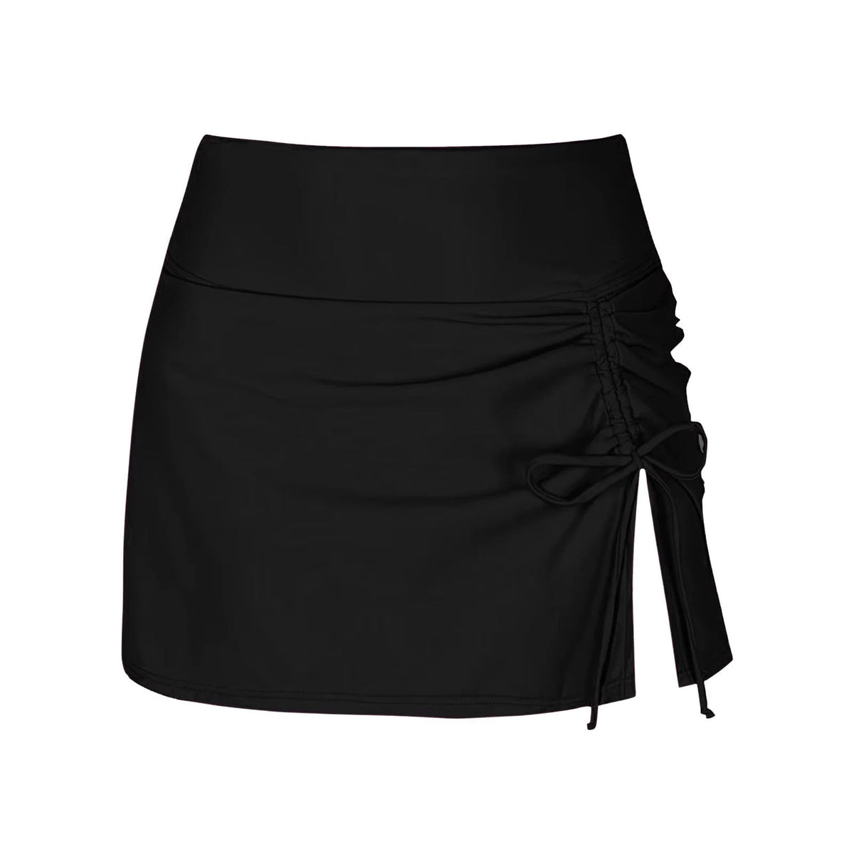 Swim Skirt High-Waist Ruched Adjustable Side Tie