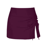 Swim Skirt High-Waist Ruched Adjustable Side Tie