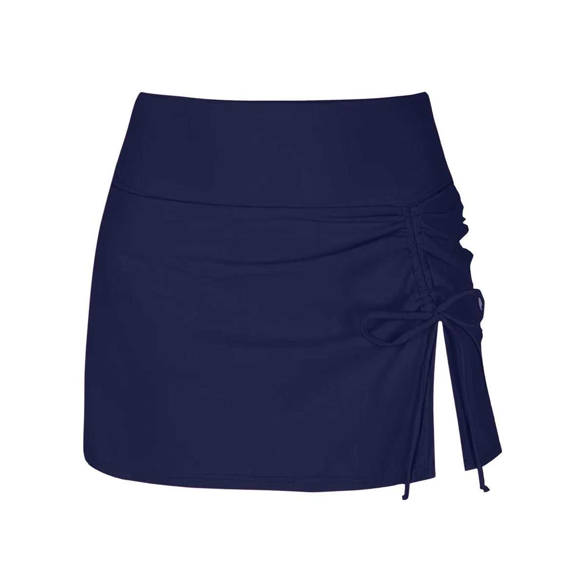 Swim Skirt High-Waist Ruched Adjustable Side Tie