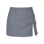 Swim Skirt High-Waist Ruched Adjustable Side Tie