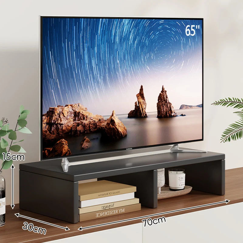 TV Stand Riser 5.9-Inch Lift Two Open Compartments Cable Routing