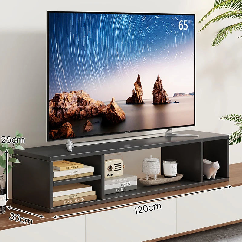 TV Stand Riser 5.9-Inch Lift Two Open Compartments Cable Routing