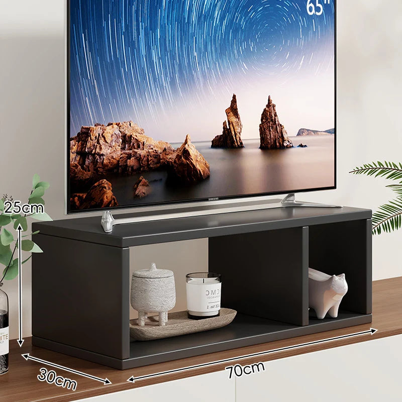TV Stand Riser 5.9-Inch Lift Two Open Compartments Cable Routing