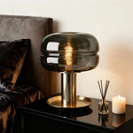 Table Lamp Artistic Glass Gold-Tone Base Soft Ambient Lighting