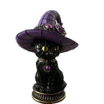 Table Lamp Black Cat Stained Glass Style Witch Hat Shade