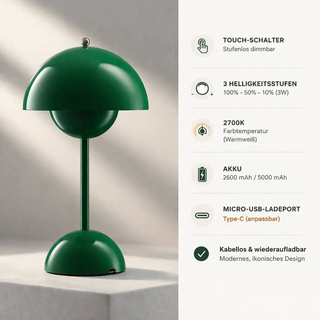 Table Lamp Cordless Rechargeable Dimmable Warm LED